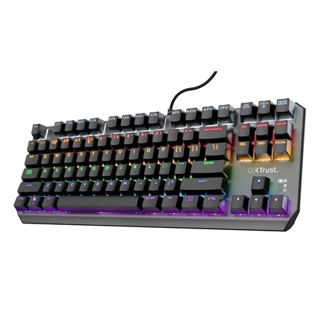 Trust Gaming GXT 834 Callaz Clavier Mécanique TKL, Layout AZERTY, Commutateurs Outemu Mécaniques, Éclairage par Vague Arc-en-Cie