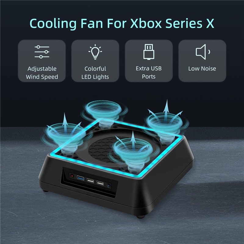 Image secondaire de Mcbazel Xbox Series X Support de Refroidissement avec Lumière RVB/Fonction de Refroidissement Réglable/Indicateur LED/ports USB 