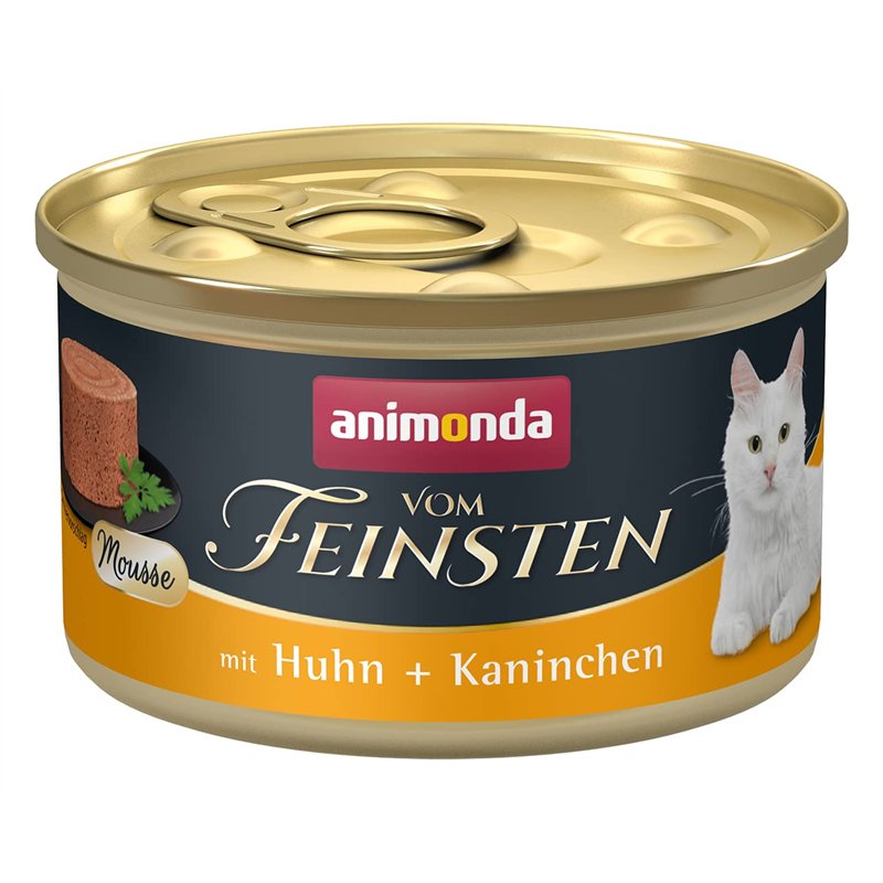 animonda vom Feinsten Mousse - Nourriture Humide pour Chat Adulte - sans Sucre - avec Poulet et Lapin - 12 x 85 cm