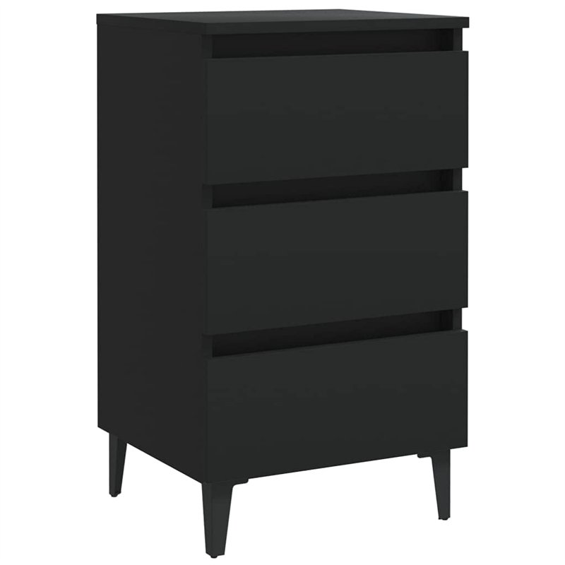 vidaXL Comodino con Gambe in Metallo Nero 40x35x69 cm