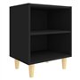 Comodino con Gambe in Legno Massello Nero 40x30x50 cm