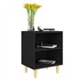 Comodino con Gambe in Legno Massello Nero 40x30x50 cm