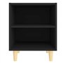 Comodino con Gambe in Legno Massello Nero 40x30x50 cm