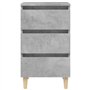 vidaXL Table de chevet avec pieds en bois massif Gris béton 40 x 35 x 69 cm