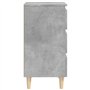vidaXL Table de chevet avec pieds en bois massif Gris béton 40 x 35 x 69 cm