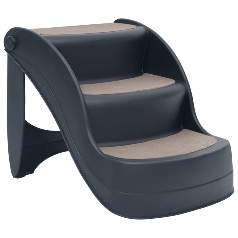 vidaXL Escalier Pliable à 3 Marches pour Chiens Gris Foncé Etape Animaux