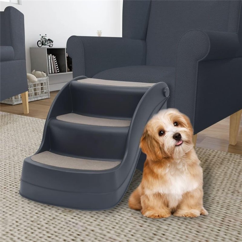 Image secondaire de vidaXL Escalier Pliable à 3 Marches pour Chiens Gris Foncé Etape Animaux
