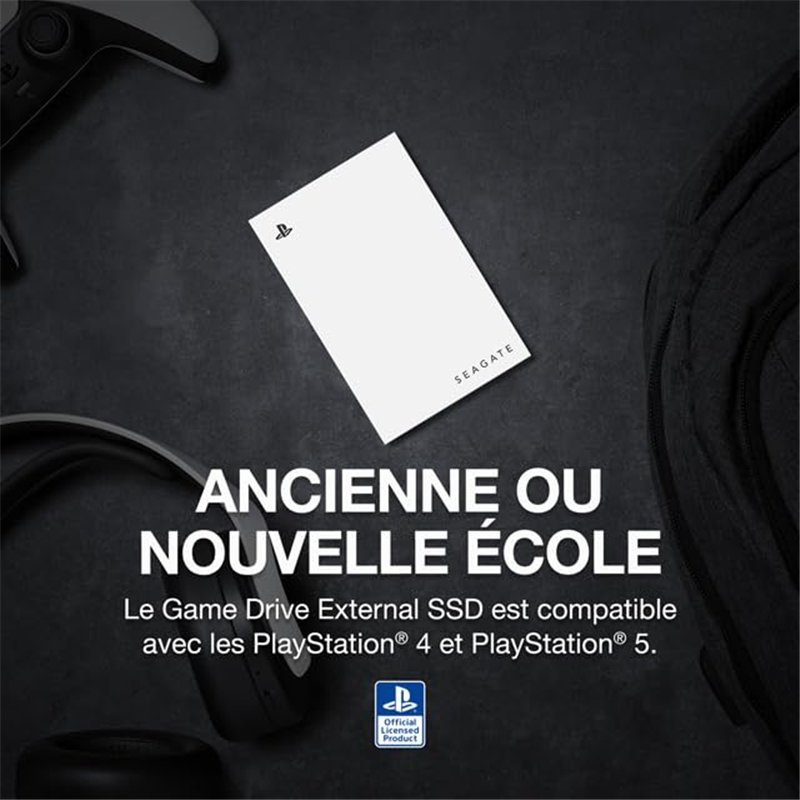 Image secondaire de Seagate Game Drive SSD 1To, SSD Externe, PS4/5, Playstation 4/5, USB 3.2, Blanc, Services Rescue (STMH1000100)