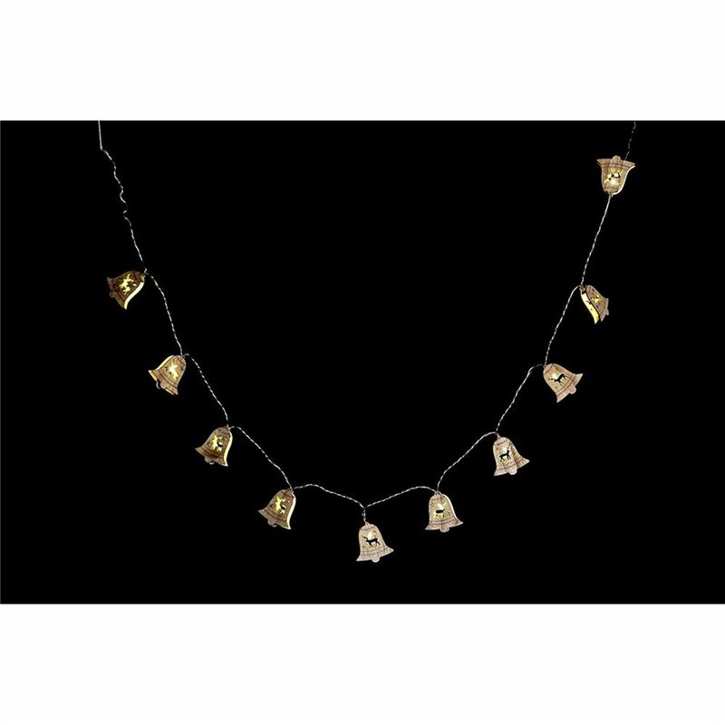 Image secondaire de Guirlande lumineuse LED DKD Home Decor Renne Cloches Marron Bois MDF (6,5 x 1,4 x 5,8 cm)