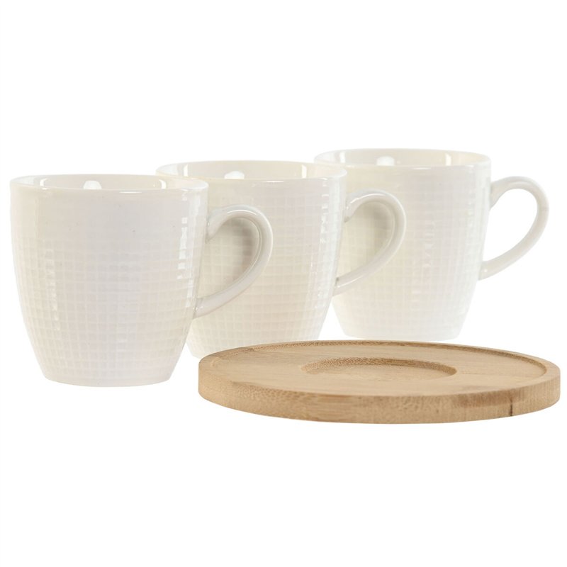 Image secondaire de Ensemble de tasses à café Home ESPRIT Blanc Bambou Porcelaine 90 ml