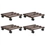 vidaXL 4X Support Roulant à Plantes Bois de Cèdre Tansport Étagère de Jardin