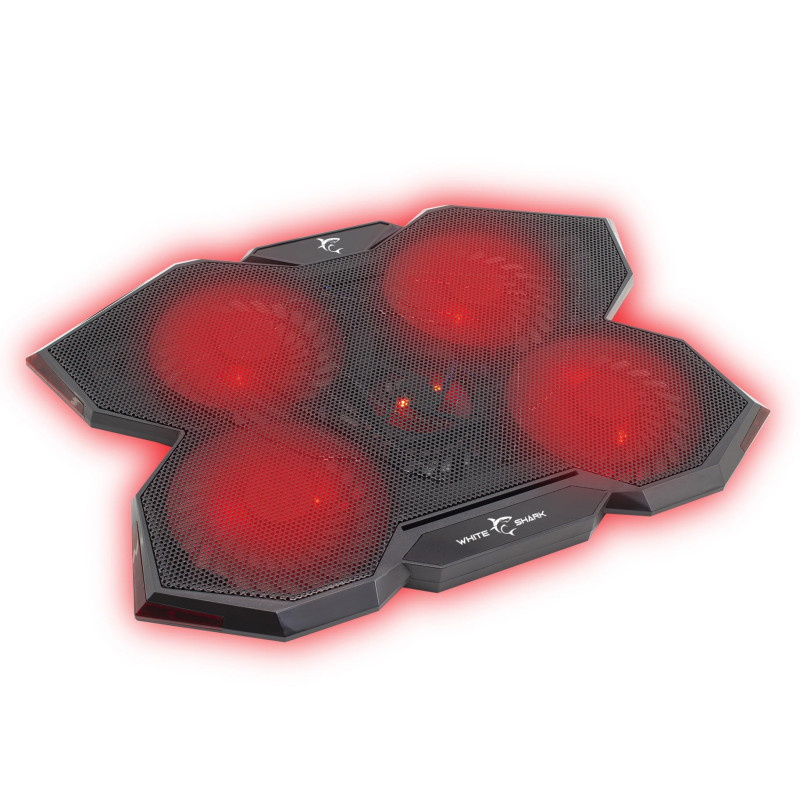 White Shark Ice Wizard Base de Refroidissement Portable de 15,6 à 17,3 5 Ventilateurs, USB, Silencieux, LED