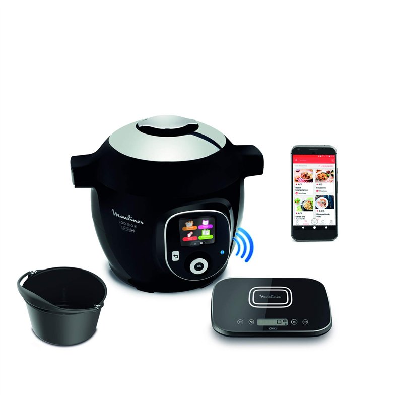 Moulinex Connect Multicuiseur Intelligent Haute Pression Balance et Moule Inclus 6L 200 Recettes 6 Modes de Cuisson Guide Pas à 