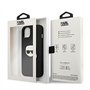 Karl Lagerfeld KLHCP13SPKMK Étui de Protection en Cuir pour iPhone 13 Mini 5,4" Noir Ikonik Karl's Head Metal