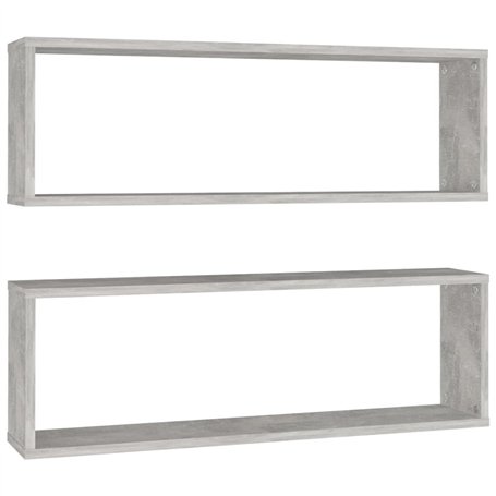 Étagères cube murales 2 pcs Gris béton 80x15x26
