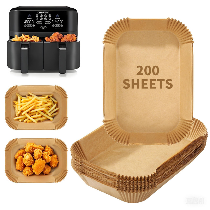 200Pièces Papier Cuisson Air Fryer, Pour Ninja Double Stack XL SL400EU 9.5L,Papier Cuisson pour Ninja Air Fryer Pour Ninja AF300