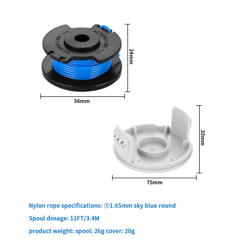 Image secondaire de 18 Pack Bobina per Decespugliatore Ryobi 18v 24v 40v, in Nylon, 2mm Bobina di Filo per Tagliabordi （14 Bobine Tagliaerba,4Copert