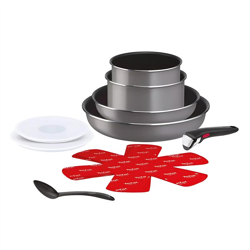 Tefal Ingenio Easy Cook & Clean – Batterie de Cuisine 10 Pièces, Poignée Amovible, Revêtement Antiadhésif, Tous Feux (sauf Induction)