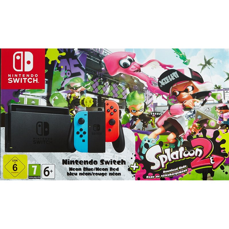 Image secondaire de Console Nintendo Switch avec Joy-Con - rouge néon/bleu néon + Splatoon 2