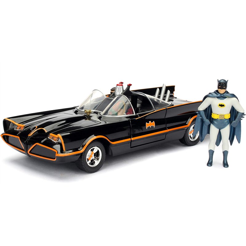 Jada Toys - 98259BK - Batmobile - 1966 Version - Avec Figurines - Echelle 1/24 - Noir/Rouge