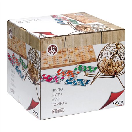 Cayro - Bingo - + 6 Ans - Modèle Deluxe - Jeu De Société - pour Enfants Et Adultes - Plateau Pliant Et Boules en Bois - Tambour