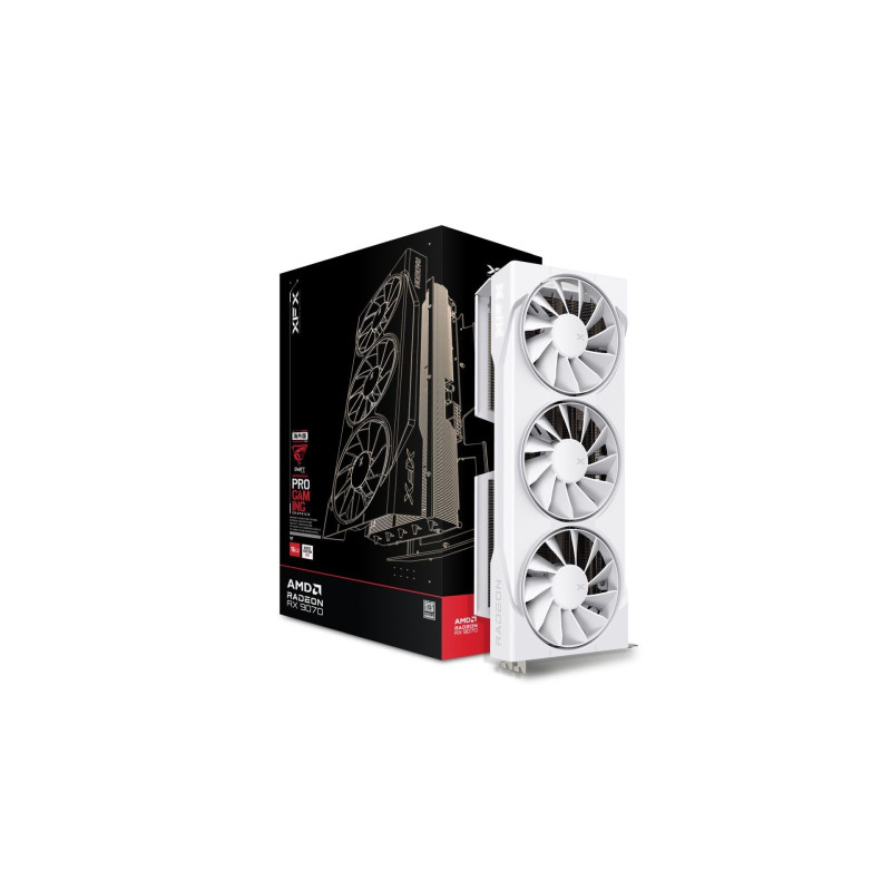 XFX Carte Graphique Swift AMD Radeon RX 9070 OC White Triple Fan Gaming Edition avec 16 Go de GDDR6 HDMI 3xDP, AMD RDNA™ 4 (RX-9)