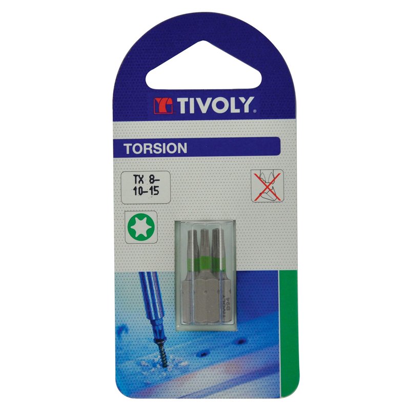 TIVOLY 11520520001 - Juego Puntas de atornillado TORSIÓN Torx N20-25-30 largo 25 mm (Envase de 3 pz.)