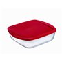 Ôcuisine Cook&Store Boîte carrée 25 x 22 x 7 cm / 2,2 l Transparent + Couvercle Rouge