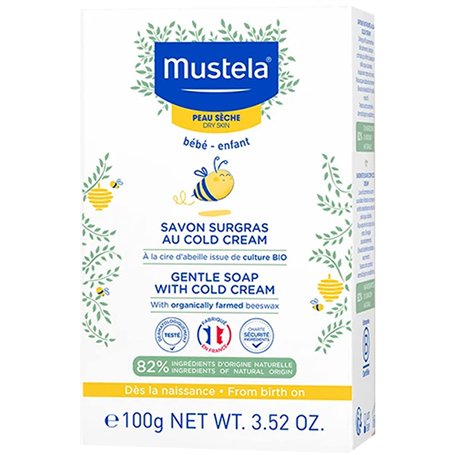 Mustela Savon Nourrissant CC, Cold Cream Naturel, Visage et Corps, Bébé et Toute la Famille - Nettoyant doux idéal pour les peau