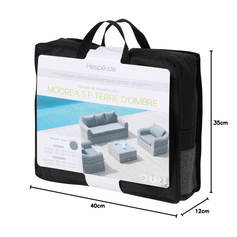 Image secondaire de Hespéride - Housse de Coussin pour Salon de Jardin Mooréa Terre d'ombre 5 Places