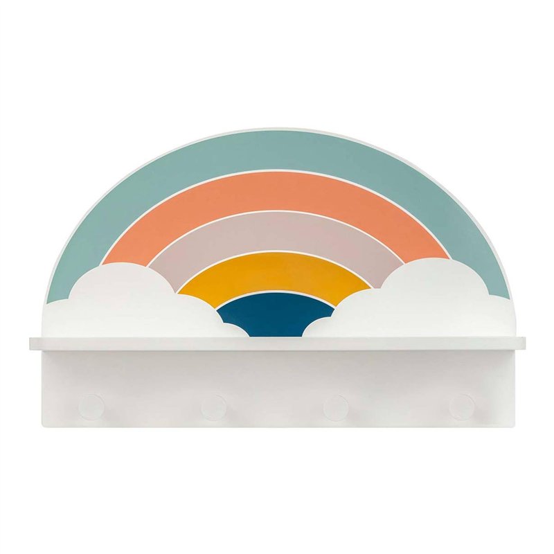 Atmosphera - Patère étagère Enfant soel Motif Arc-en-Ciel 4 Crochets