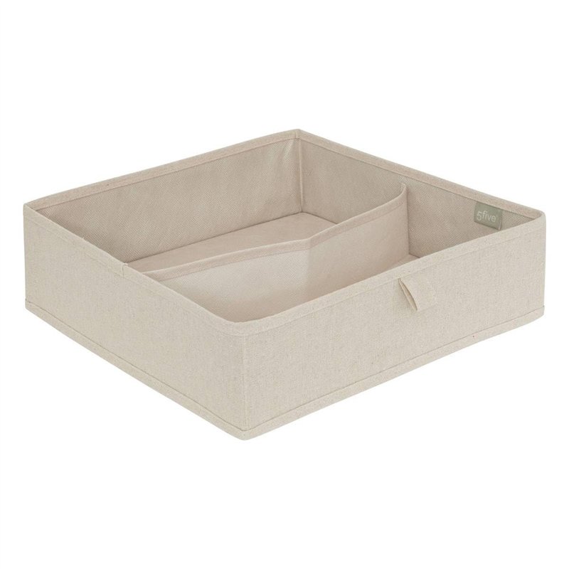 5five - rangement tiroir groomy 2 compartiments beige 36x36cm