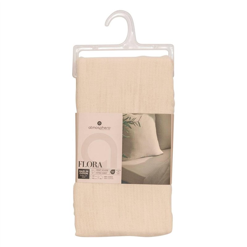 Image secondaire de Atmosphera - Drap Housse Flora Gaze de Coton Lin 140x190cm