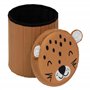 Atmosphera - Pouf-Coffre Enfant léopard Pliant anoki Orange d30x36cm