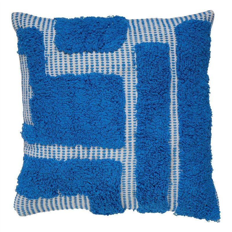 Atmosphera - Coussin Poppy Coton tufté Bleu Clair 50x50cm