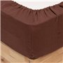 Atmosphera - Drap Housse Flora Gaze de Coton Marron 140x190cm