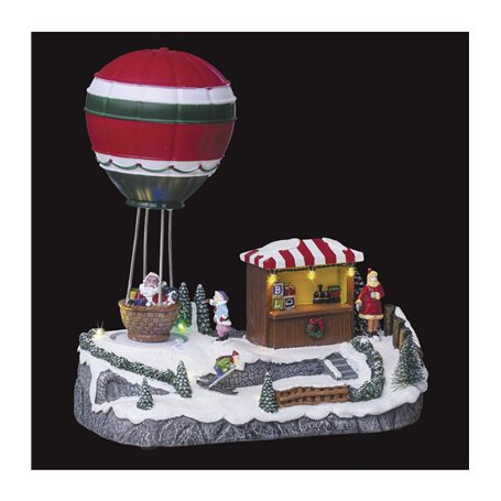 Feeric Lights et Christmas - Village de noël Stand mongolfière animé 9 LED à Piles