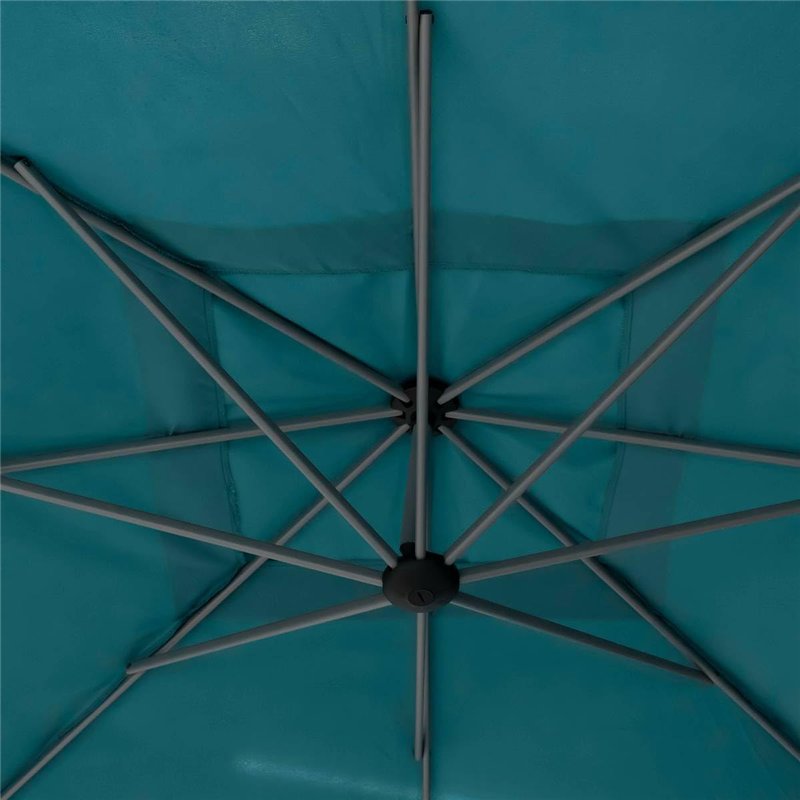 Image secondaire de Hespéride - Parasol Déporté Carré Manoa Bleu Canard 2,5 x 2,5 m Anti-Rouille Rotation 360° Protection Soleil, Intempéries pour J