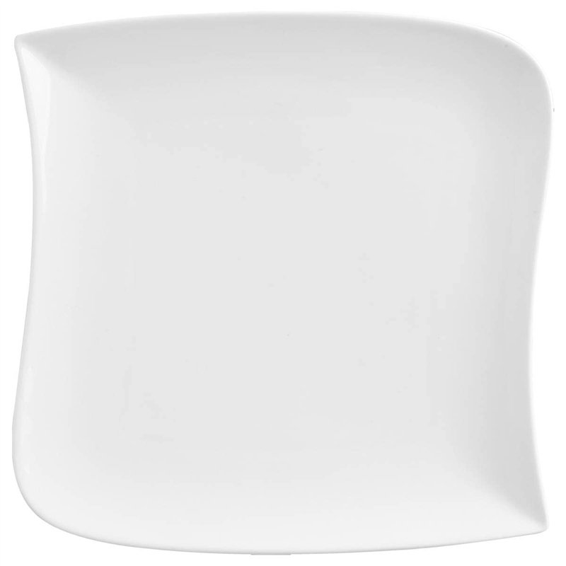 Secret de gourmet - Assiette Plate Carrée Design Vague - 30 Cm X 30 Cm - Porcelaine