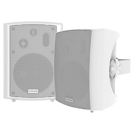 Vision Professional Pair 5.25" Wall Speakers - 50 Watt Power Handling - 3-Way with Bass Reflex - Horizontal C Brackets Included 