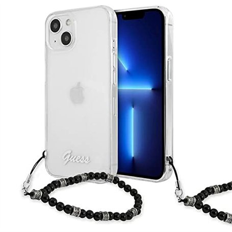 Guess GUHCP13SKPSBK Coque de Protection pour iPhone 13 Mini 5,4" Transparent Black Pearl