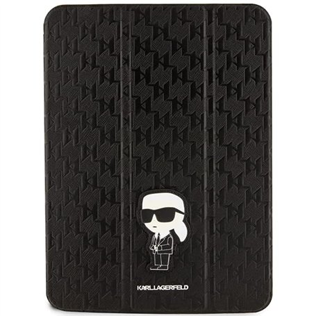 Karl Lagerfeld KLFC11SAKHPKK Étui de protection pour iPad 10,9" Folio aimant Allover Noir Saffiano Monogram Iconik