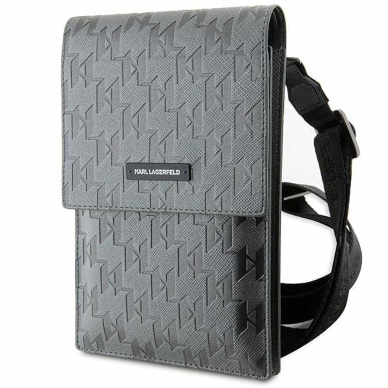 Karl Lagerfeld KLWBSAMSMG Saffiano Mongram Plaque Sac Argenté