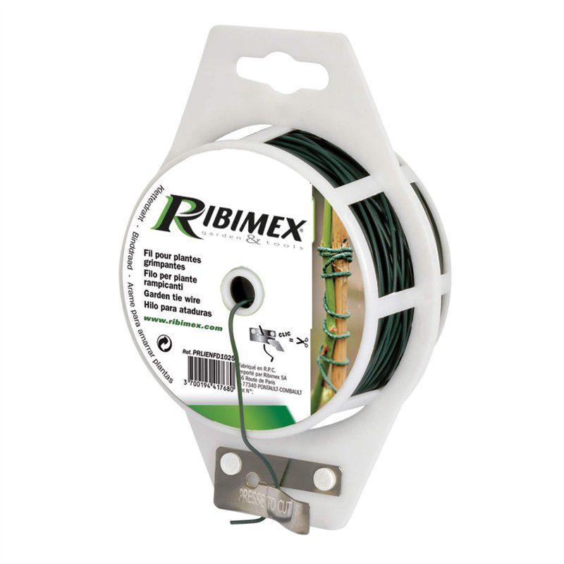 Ribiland - Lien fil acier plastifié, D. 1 mm, long 25 m, dévidoir + découpage - PRLIENFD1025 - Ribiland