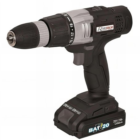 Ribitech - Visseuse/Perceuse à percussion R-BAT20 2 batteries Li-ion 20 V, 2 Ah + accessoires - PRBAT20/P - Ribitech