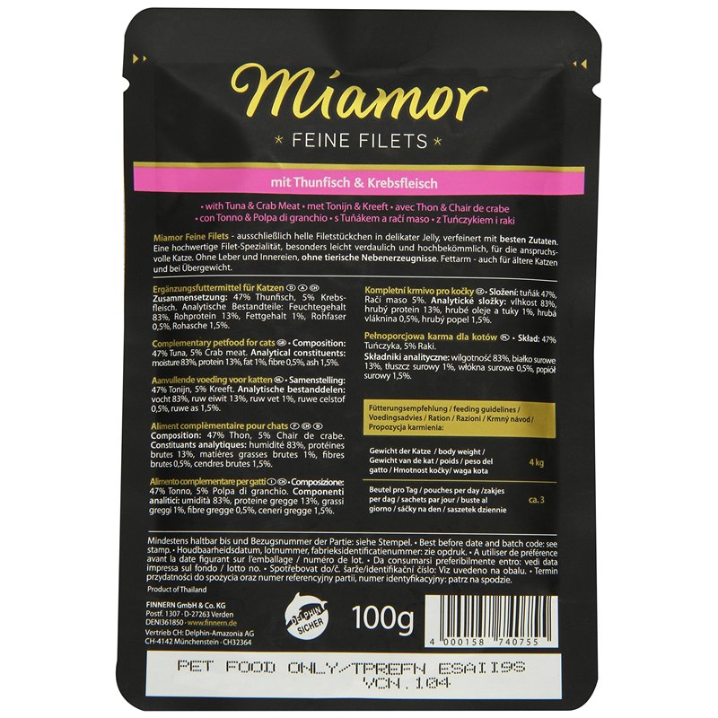 Image secondaire de Miamor Katzenfutter Feine Filets Thunfisch & Krebsfleisch 100 g, 24er Pack (24 x 100 g)