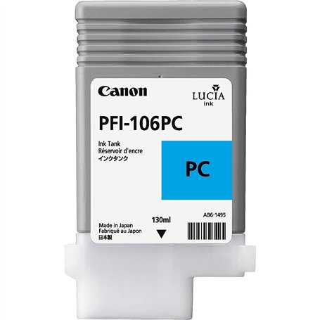 Canon Pfi-106 Pc Cyan Photo Pigmenté Original Réservoir d'Encre pour Imageprograf Ipf6400 Ipf6400Se Ipf6450