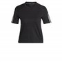 adidas Femme Train Essentials Train Cotton 3-Stripes Crop Tee, Black/White, S