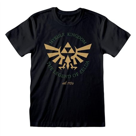 HEROES INC T-Shirt à Manches Courtes Unisex The Legend of Zelda Hyrule Kingdom Crest Noir