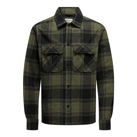 ONLY & SONS Onscedric Life Check Overshirt Noos Veste Chemise, Marron, M Hommes